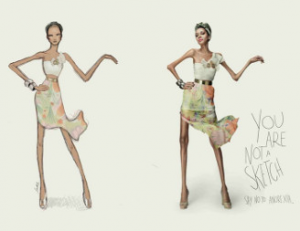 « Tu n’es pas un croquis ». Campagne anti-anorexie lancée en avril 2013 par l’agence de publicité Revolution Brasil et l’agence de mannequins Stars Models.