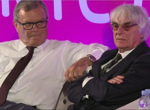 Bernie Ecclestone (à droite) à l'AWEurope le 19 avril 2016